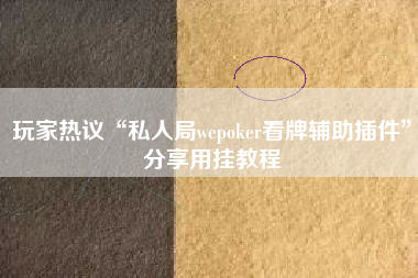 玩家热议“私人局wepoker看牌辅助插件”分享用挂教程