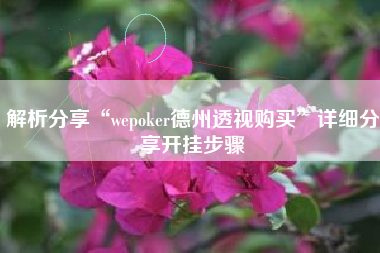 解析分享“wepoker德州透视购买”详细分享开挂步骤