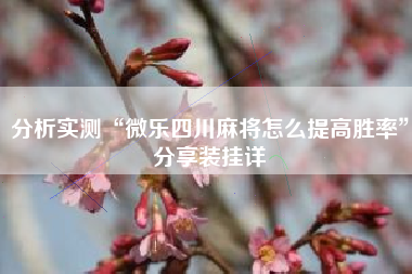 分析实测“微乐四川麻将怎么提高胜率”分享装挂详