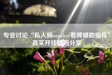 专业讨论“私人局wepoker看牌辅助插件”真实开挂技巧分享