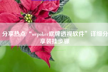 分享热点“wepoker底牌透视软件”详细分享装挂步骤