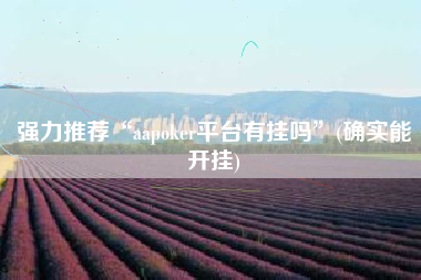 强力推荐“aapoker平台有挂吗”(确实能开挂)