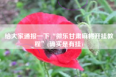 给大家通报一下“微乐甘肃麻将开挂教程”(确实是有挂)