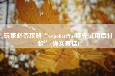玩家必备攻略“wepokerPlus挂先试用后付款”(确实有挂)