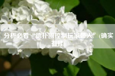 分析必看“德扑圈控制玩家带入”(确实有挂)