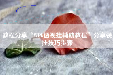 教程分享“WPk透视挂辅助教程”分享装挂技巧步骤