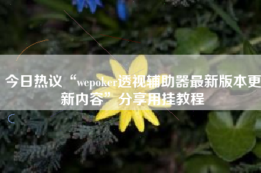 今日热议“wepoker透视辅助器最新版本更新内容”分享用挂教程 今日热议“wepoker透视辅助器最新版本更新内容”分享用挂教程