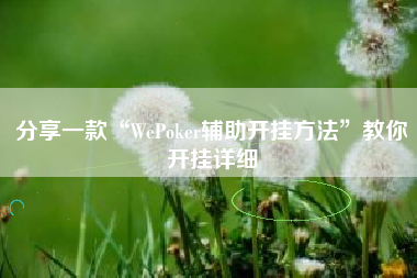 分享一款“WePoker辅助开挂方法”教你开挂详细