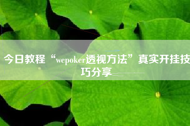 今日教程“wepoker透视方法”真实开挂技巧分享 今日教程“wepoker透视方法”真实开挂技巧分享