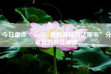 今日盘点“wepoker作弊开挂方法原来”分享真的有挂给你